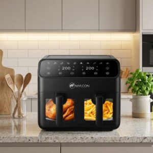 Frytkownica dwukomorowa Mylcon Crispyo - Produkt w aranżacji