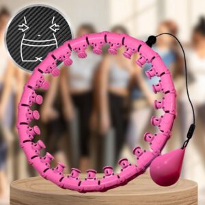 Różowe hula hop z wypustkami i obciążeniem Rohsel - Obręcz z piłką