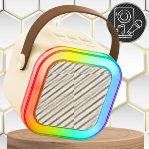 Zestaw do karaoke Rohsel - Beżowy - Podświetlony, pod kątem