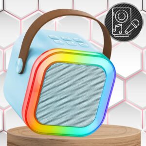 Zestaw do karaoke Rohsel - Niebieski - Podświetlony, pod kątem