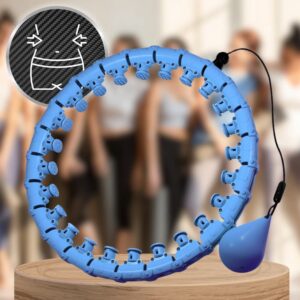 Niebieskie hula hop z wypustkami i obciążeniem Rohsel - Obręcz z piłką